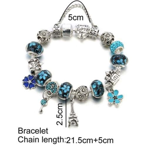 Silver Blue Charm Bracelet Shop Xtreme