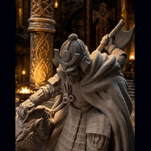 “Grim Samurai Sentinel” STATUE +Modern LED Desk Lamp USB Charge Touch ...